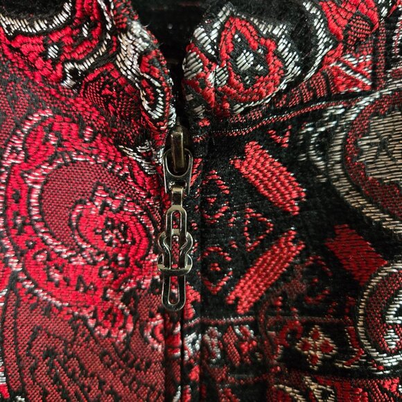 Vintage Tapestry Brocade Paisley Art to Wear Jacket Red Black Metallic M - Picture 6 of 11